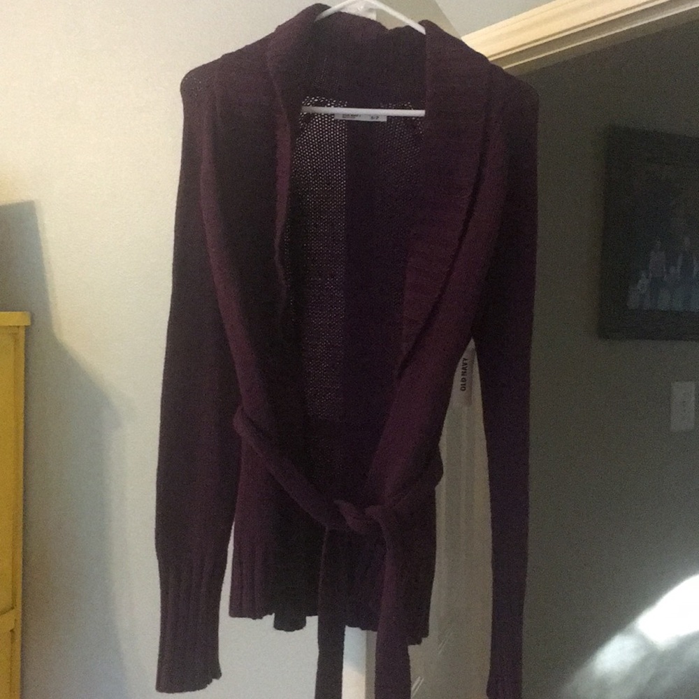 Great dark purple (eggplant) cardigan